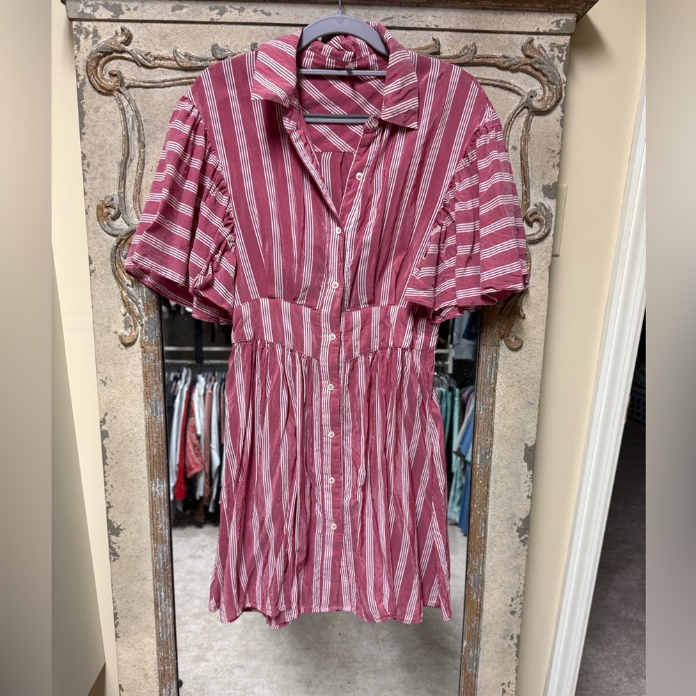 Free People Red and White Striped Dress